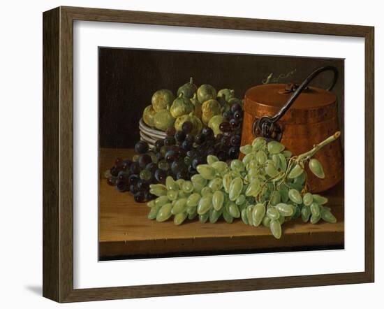 Still Life with Grapes, Figs, and a Copper Kettle, c.1770-Luis Egidio Melendez-Framed Giclee Print