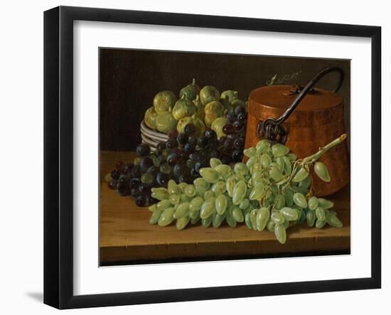 Still Life with Grapes, Figs, and a Copper Kettle, c.1770-Luis Egidio Melendez-Framed Giclee Print