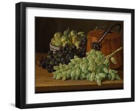 Still Life with Grapes, Figs, and a Copper Kettle, c.1770-Luis Egidio Melendez-Framed Giclee Print