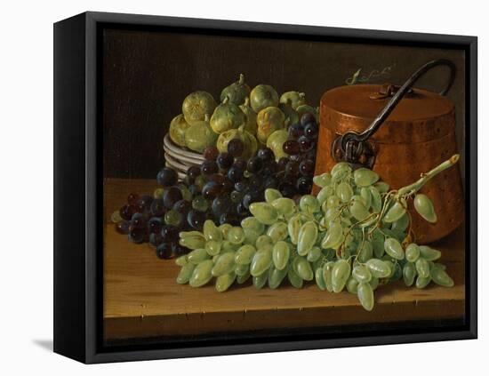 Still Life with Grapes, Figs, and a Copper Kettle, c.1770-Luis Egidio Melendez-Framed Stretched Canvas