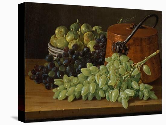Still Life with Grapes, Figs, and a Copper Kettle, c.1770-Luis Egidio Melendez-Stretched Canvas