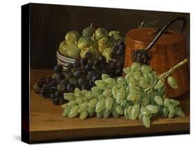 Still Life with Grapes, Figs, and a Copper Kettle, c.1770-Luis Egidio Melendez-Stretched Canvas