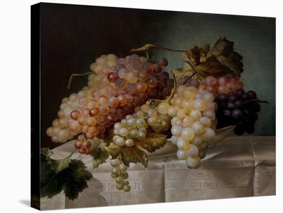 Still Life with Grapes in a Porcelain Dish, 19Th Century (Oil on Canvas)-Joseph Nigg-Stretched Canvas