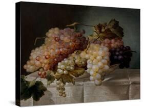 Still Life with Grapes in a Porcelain Dish, 19Th Century (Oil on Canvas)-Joseph Nigg-Stretched Canvas