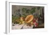 Still Life with Grapes, Pears, Apples and Melon, as Well as a Bottle of Wine-August Jernberg-Framed Giclee Print