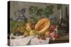 Still Life with Grapes, Pears, Apples and Melon, as Well as a Bottle of Wine-August Jernberg-Stretched Canvas