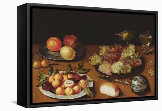 Still Life with Grapes, Pomegranates and Apricots-Osias The Elder Beert-Framed Stretched Canvas