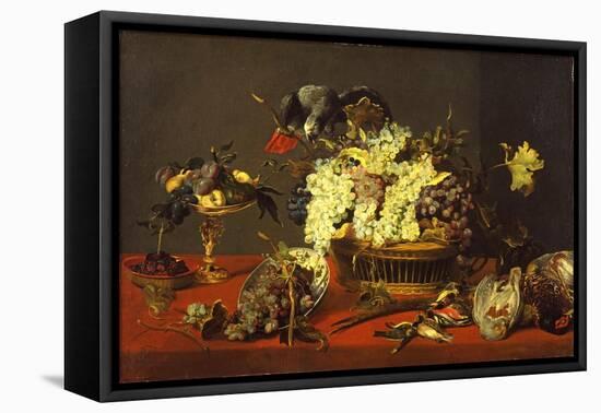 Still Life with Gray Parrot, c.1630-Frans Snyders-Framed Stretched Canvas