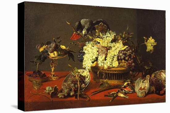Still Life with Gray Parrot, c.1630-Frans Snyders-Stretched Canvas