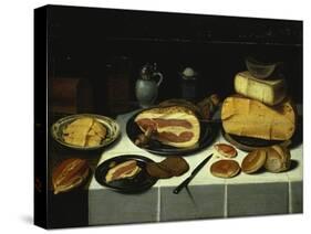 Still Life with Ham and Cheese-Floris Gerritsz van Schooten-Stretched Canvas