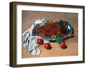 Still life with Ham and Tomatoes-Félix Vallotton-Framed Giclee Print