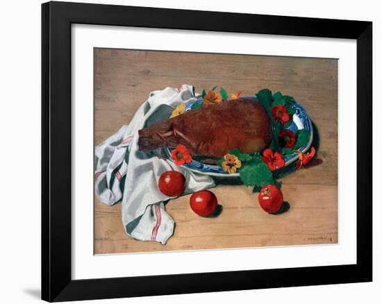 Still life with Ham and Tomatoes-Félix Vallotton-Framed Giclee Print