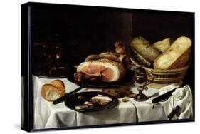 Still Life with Ham-Pieter Claesz-Stretched Canvas