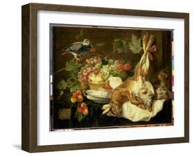 Still Life with Hare, Fruit and Parrot, 1647-Jan Fyt-Framed Giclee Print