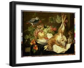 Still Life with Hare, Fruit and Parrot, 1647-Jan Fyt-Framed Giclee Print