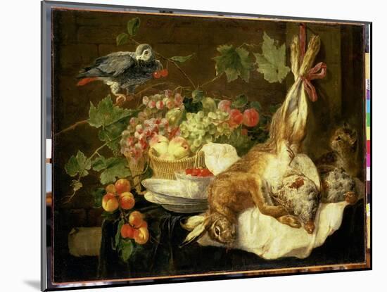 Still Life with Hare, Fruit and Parrot, 1647-Jan Fyt-Mounted Giclee Print