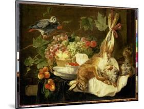 Still Life with Hare, Fruit and Parrot, 1647-Jan Fyt-Mounted Giclee Print