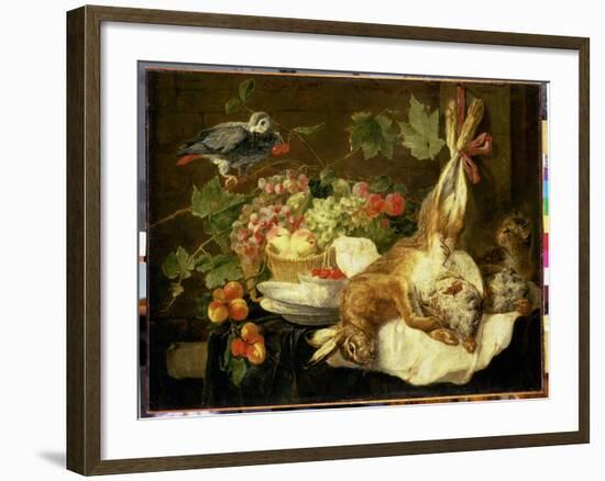 Still Life with Hare, Fruit and Parrot, 1647-Jan Fyt-Framed Giclee Print