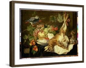 Still Life with Hare, Fruit and Parrot, 1647-Jan Fyt-Framed Giclee Print