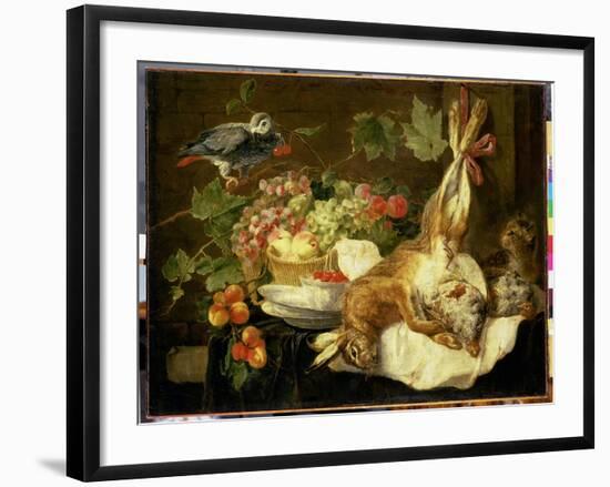 Still Life with Hare, Fruit and Parrot, 1647-Jan Fyt-Framed Giclee Print