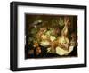 Still Life with Hare, Fruit and Parrot, 1647-Jan Fyt-Framed Premium Giclee Print