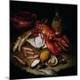 Still Life with Herring, Lobster, Turbots, Mullets, Oysters, Sea Hen, Lemon, and Brickwork Pot-Hayez Francesco-Mounted Giclee Print