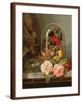 Still Life with Humming Bird in a Glass Dome-Edward Pritchett-Framed Giclee Print