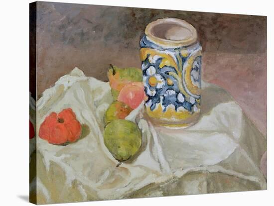 Still Life with Italian Earthenware Jar-Paul Cézanne-Stretched Canvas