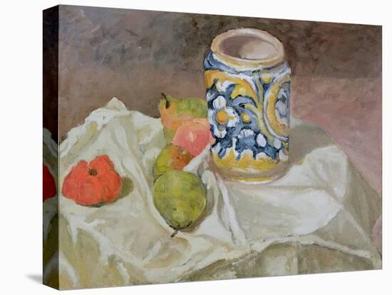 Still Life with Italian Earthenware Jar-Paul Cézanne-Stretched Canvas
