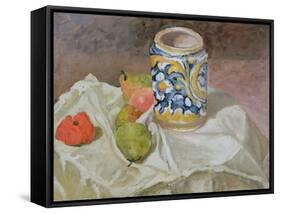 Still Life with Italian Earthenware Jar-Paul Cézanne-Framed Stretched Canvas