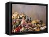 Still Life with Italian Food and Wine-Daniel Czap-Framed Stretched Canvas