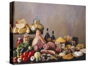 Still Life with Italian Food and Wine-Daniel Czap-Stretched Canvas