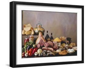 Still Life with Italian Food and Wine-Daniel Czap-Framed Photographic Print