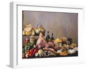 Still Life with Italian Food and Wine-Daniel Czap-Framed Photographic Print