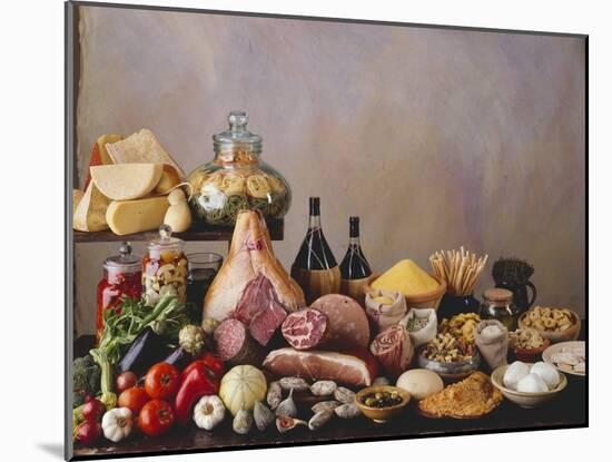 Still Life with Italian Food and Wine-Daniel Czap-Mounted Photographic Print