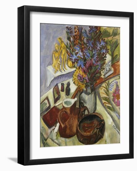 Still Life with Jug and African Bowl-Ernst Ludwig Kirchner-Framed Giclee Print