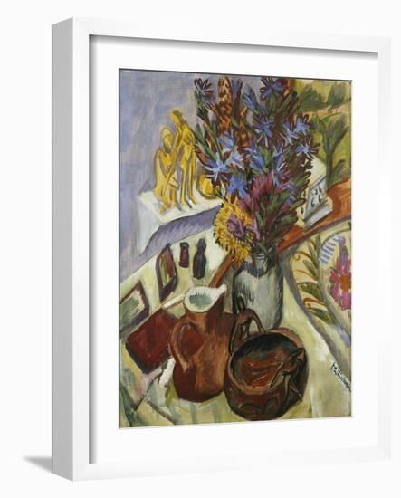 Still Life with Jug and African Bowl-Ernst Ludwig Kirchner-Framed Giclee Print