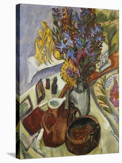 Still Life with Jug and African Bowl-Ernst Ludwig Kirchner-Stretched Canvas