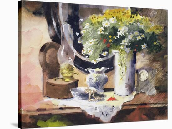 Still Life with Lamp and Flowers-John Lidzey-Stretched Canvas