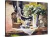 Still Life with Lamp and Flowers-John Lidzey-Stretched Canvas