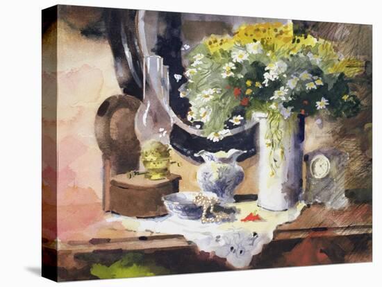 Still Life with Lamp and Flowers-John Lidzey-Stretched Canvas