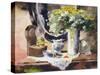 Still Life with Lamp and Flowers-John Lidzey-Stretched Canvas