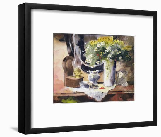 Still Life with Lamp and Flowers-John Lidzey-Framed Giclee Print