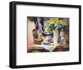 Still Life with Lamp and Flowers-John Lidzey-Framed Giclee Print