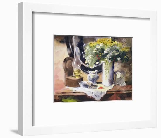 Still Life with Lamp and Flowers-John Lidzey-Framed Giclee Print