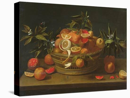 Still Life with Lemon, Orange and Pomegranate-null-Stretched Canvas