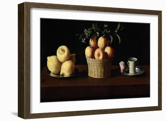 Still Life with Lemons, Oranges and a Rose, 1633-Francisco de Zurbaran-Framed Giclee Print