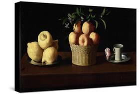 Still Life with Lemons, Oranges and a Rose, 1633-Francisco de Zurbaran-Stretched Canvas