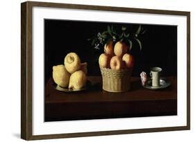 Still Life with Lemons, Oranges and a Rose, 1633-Francisco de Zurbaran-Framed Premium Giclee Print