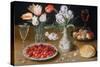 Still life with Lilies, Roses, Tulips, Cherries and Wild Strawberries-Osias The Elder Beert-Stretched Canvas